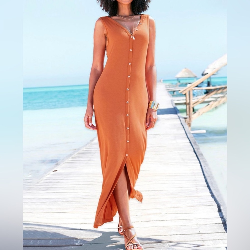 Lascana maxi midi slit summer dress